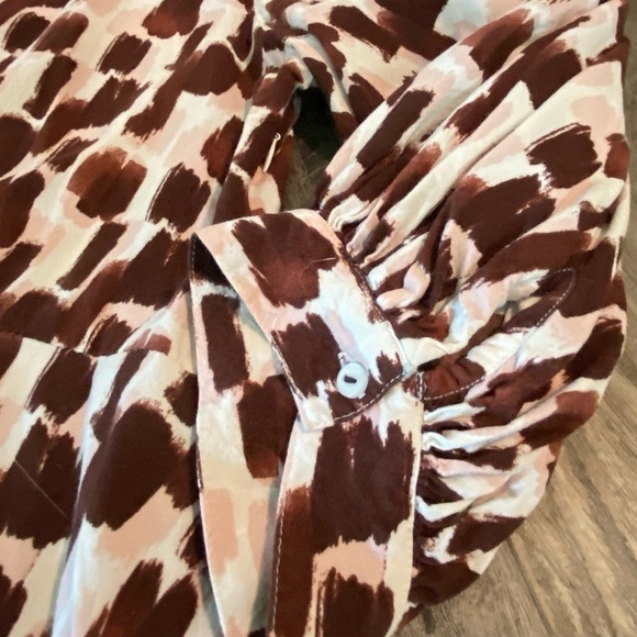 FEMELLA Brown & Pink 3/4 Sleeve Button Front Midi Dress, Size 3x - Picture 5 of 13